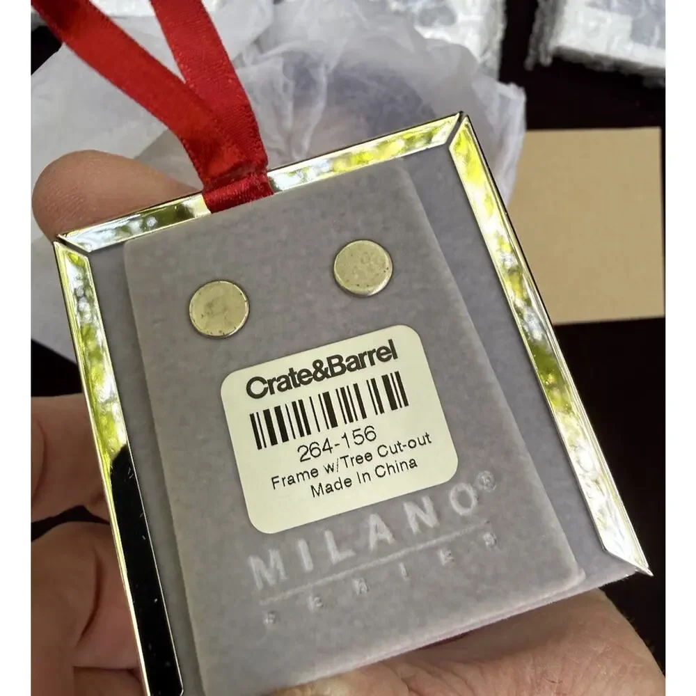 6 New Crate and Barrel Milano Photo Frame Christmas Tree Ornaments -46D
